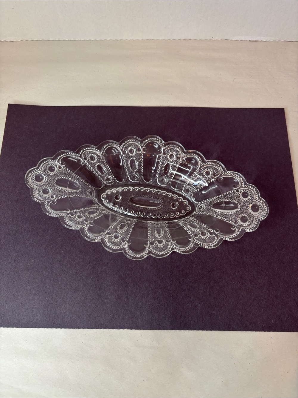 Antique EAPG Kansas Oval Pickle Relish Dish Jewel and Dewdrop Pattern